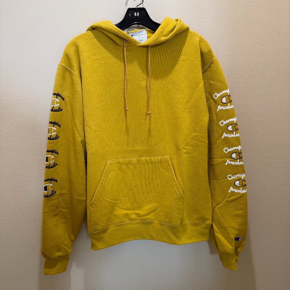 Champion Mustard Graphic Logo Hoodie Size M